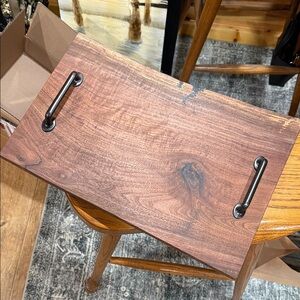 NWOT - Asymmetrical Wooden Serving Tray with Handles
